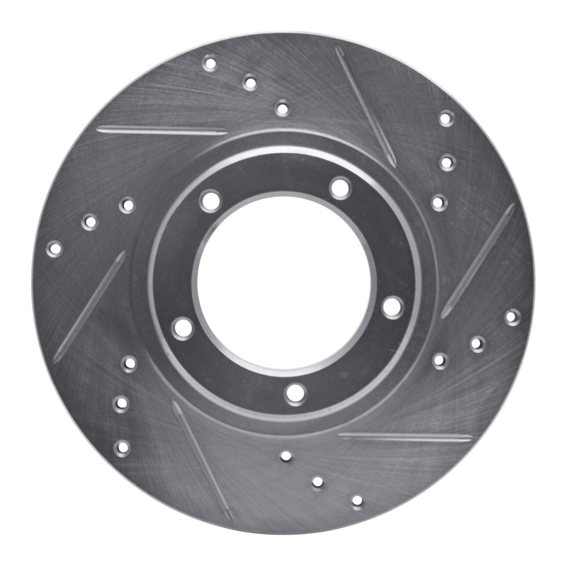 Toyota Tacoma Brake Rotor (1) - Front Right - R1 Concepts - Drilled & Slotted - Silver - `95-`04